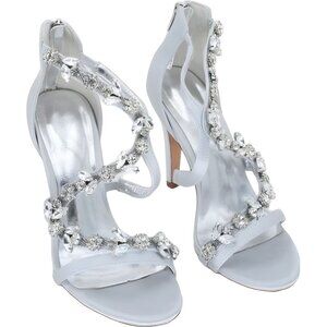 LLBubble Satin Crystals Strappy Bridal Sandals Open Toe Party Dress Heels 6